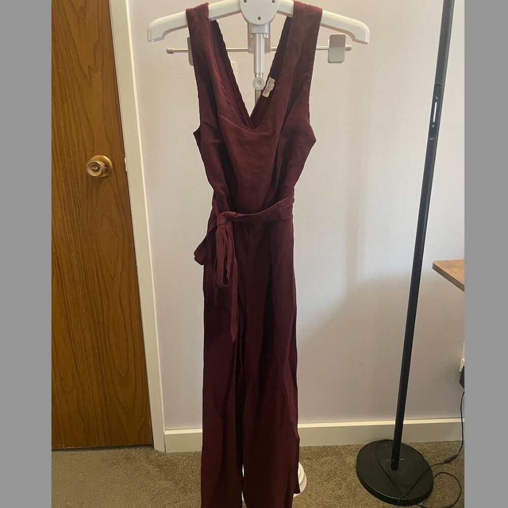 Burgundy Wrap Open Back Jumpsuit